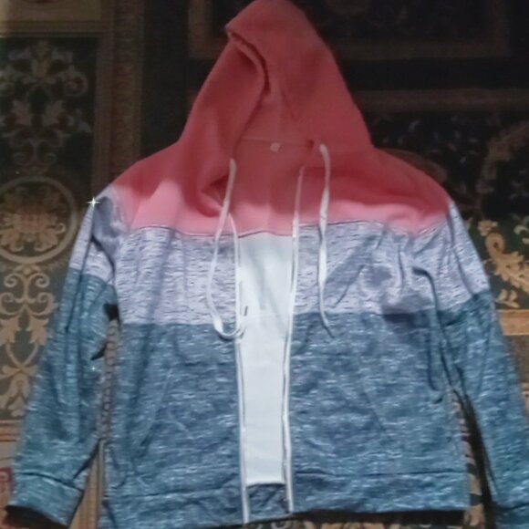 No brand Sweaters - Pink light gray & dark gray zip up